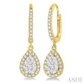3/8 ctw Pear Shape Diamond Lovebright Earrings in 14K Yellow and White Gold