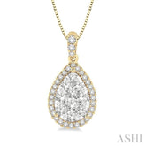 1/3 ctw Pear Shape Diamond Lovebright Pendant in 14K Yellow and White Gold with Chain