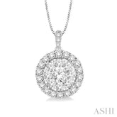 1/2 ctw Round Cut Diamond Lovebright Pendant in 14K White Gold with Chain