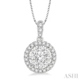 1/3 ctw Round Cut Diamond Lovebright Pendant in 14K White Gold with Chain