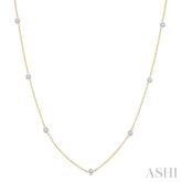 1/3 ctw Round Cut Diamond Station Necklace in 14K Yellow and White Gold