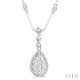 1 ctw Pear Shape Round Cut Diamond Lovebright Necklace in 14K White Gold