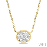 1/6 ctw Oval Shape Lovebright Diamond Pendant With Chain in 14K Yellow and White Gold