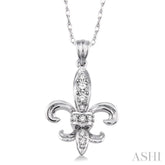 1/6 ctw Round Cut Diamond Fleur De Lis Pendant in 14K White Gold with Chain