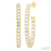 1 1/2 ctw French Pave Set Round Cut Diamond Fashion Half Hoop Earring in 14K Yellow Gold