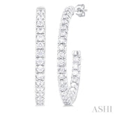 3/4 ctw French Pave Set Round Cut Diamond Fashion Half Hoop Earring in 14K White Gold