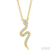 1/10 ctw Snake Petite Round Cut Diamond Fashion Pendant With Chain in 10K Yellow Gold