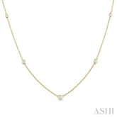 1/4 ctw Bezel Set Round Cut Diamond Station Necklace in 14K Yellow Gold