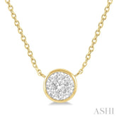 1/6 ctw Round Shape Lovebright Diamond Pendant With Chain in 14K Yellow and White Gold
