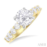 7/8 ctw Round Shape Round Cut Diamond Semi Mount Engagement Ring in 14K Yellow and White Gold