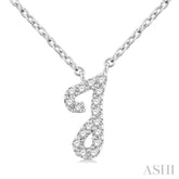 1/20 ctw Initial 'J' Round cut Diamond Pendant With Chain in 10K White Gold