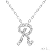 1/20 ctw Initial 'R' Round cut Diamond Pendant With Chain in 10K White Gold