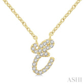 1/20 ctw Initial 'E' Round cut Diamond Pendant With Chain in 10K Yellow Gold
