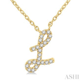 1/20 ctw Initial 'L' Round cut Diamond Pendant With Chain in 10K Yellow Gold