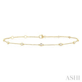 1/4 ctw Bezel Set Round Cut Diamond Station Anklet in 10K Yellow Gold