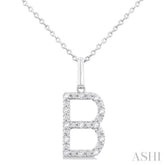 1/10 ctw Initial 'B' Round Cut Diamond Fashion Pendant With Chain in Sterling Silver