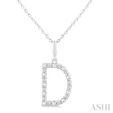 1/10 ctw Initial 'D' Round Cut Diamond Fashion Pendant With Chain in Sterling Silver