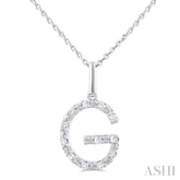 1/10 ctw Initial 'G' Round Cut Diamond Fashion Pendant With Chain in Sterling Silver