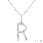 1/10 ctw Initial 'R' Round Cut Diamond Fashion Pendant With Chain in Sterling Silver