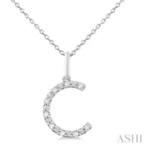 1/20 ctw Initial 'C' Round Cut Diamond Fashion Pendant With Chain in Sterling Silver