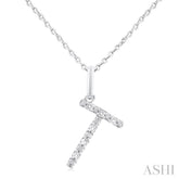 1/20 ctw Initial 'T' Round Cut Diamond Fashion Pendant With Chain in Sterling Silver