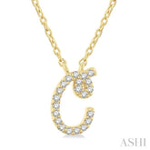 1/20 ctw Initial 'C' Round cut Diamond Pendant With Chain in 14K Yellow Gold