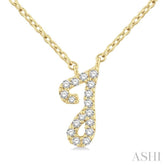 1/20 ctw Initial 'J' Round cut Diamond Pendant With Chain in 14K Yellow Gold