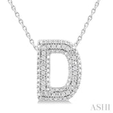 1/20 ctw Bubble Accent Initial 'D' Round Cut Diamond Fashion Pendant With Chain in Sterling Silver
