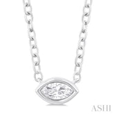 1/6 ctw Petite East-West Bezel Set Marquise Cut Diamond Fashion Pendant With Chain in 10K White Gold