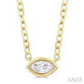 1/6 ctw Petite East-West Bezel Set Marquise Cut Diamond Fashion Pendant With Chain in 10K Yellow Gold