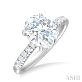 1/3 ctw Oval Shape Round Cut Diamond Semi Mount Engagement Ring in 14K White Gold