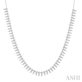 1 ctw Spikes Motif Round Cut Diamond Fashion Necklace in 14K White Gold