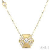 3/8 ctw Hexagon Shape Single Cut Diamond Fashion Necklace in 14K Yellow Gold