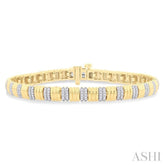 3/4 ctw Ribbed Round Cut Diamond Fashion Bracelet in 10K Yellow Gold