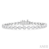 3 1/4 ctw East-West Bezel Set Pear Cut Diamond Tennis Bracelet in 14K White Gold
