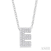 1/10 ctw Bubble Accent Initial 'E' Round Cut Diamond Fashion Pendant With Chain in 10K White Gold