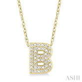 1/8 ctw Bubble Accent Initial 'B' Round Cut Diamond Fashion Pendant With Chain in 10K Yellow Gold