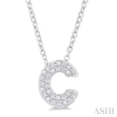 1/10 ctw Initial 'C' Round Cut Diamond Fashion Pendant With Chain in 10K White Gold