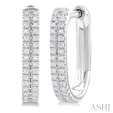 1/5 ctw Twin Row Round Cut Diamond Fashion Hoop Earring in 10K White Gold