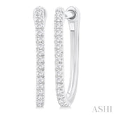 1/10 ctw Round Cut Diamond Fashion Hoop Earring in 10K White Gold