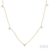 1/2 ctw Trio Round Cut Diamond Station Necklace in 14K Yellow Gold