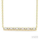 1/6 ctw Baguette and Round Cut Diamond Petite Bar Necklace in 10K Yellow Gold