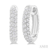 1/5 ctw Petite Swirl Pattern Round Cut Diamond Fashion Huggies in 10K White Gold