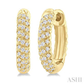 1/5 ctw Petite Swirl Pattern Round Cut Diamond Fashion Huggies in 10K Yellow Gold