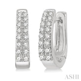 1/3 ctw Round Cut Diamond Petite Huggie Earrings in 14K White Gold
