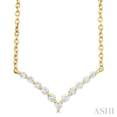 1/8 ctw Chevron Round Cut Diamond Petite Necklace in 14K Yellow Gold