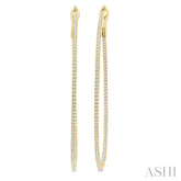 1 ctw Inside & Outside Round Cut Diamond Hoop Earring in 14K Yellow Gold