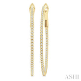 1/2 ctw Inside & Outside Round Cut Diamond Hoop Earring in 14K Yellow Gold