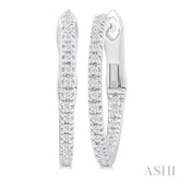 1/6 ctw Inside & Outside Round Cut Diamond Hoop Earring in 10K White Gold