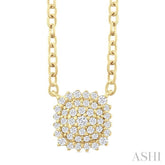 1/6 ctw Petite Cushion Shape Round Cut Diamond Cluster Fashion Pendant With Chain in 10K Yellow Gold